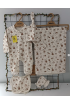 BEBELİO ORGANİK BATTANİYELİ TULUMLU 5 PARÇA ORGANİK YENİDOĞAN SET / KAHVE ZEMİN KEDİCİK DESEN