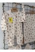 BEBELİO ORGANİK BATTANİYELİ TULUMLU 5 PARÇA ORGANİK YENİDOĞAN SET / KAHVE ZEMİN KEDİCİK DESEN