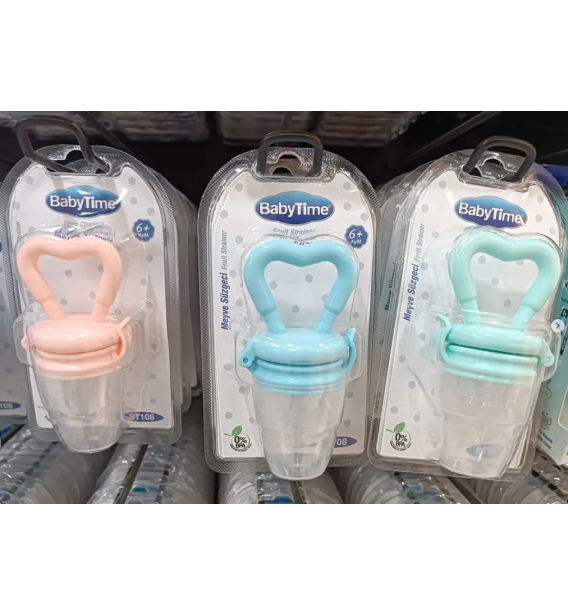 BABYTİME SİLİKON UÇLU MEYVE SÜZGECİ / RENK SEÇİNİZ