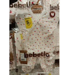 Bebelio Organik Fitilli Penye Beşli Zıbın Takımı Çeşitleri / BEYAZ ZEMİN KANAVİÇE DESEN