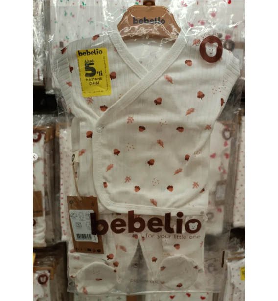 Bebelio Organik Fitilli Penye Beşli Zıbın Takımı Çeşitleri / FINDIK TEMALI