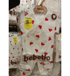 Hakkında daha ayrıntılıBebelio Organik Fitilli Penye Beşli Zıbın Takımı Çeşitleri / BÜYÜK KIRMIZI KALP DESEN