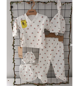 Bebelio Organik Fitilli Penye Beşli Zıbın Takımı Çeşitleri / MAM DAD YAZILI