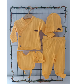 Özlem Bebe Organik Fitilli Penye Beşli Zıbın Takımı Çeşitleri / SARI