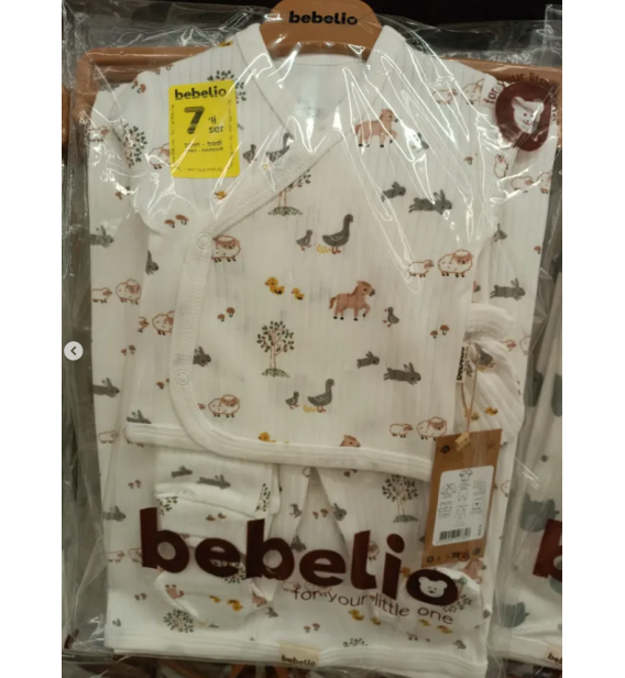 BEBELİO BATTANİYELİ 7Lİ ORGANİK FİTİLLİ PENYE KUMAŞ HASTANE ÇIKIŞI ÇEŞİTLERİ / ANİMALS DESEN
