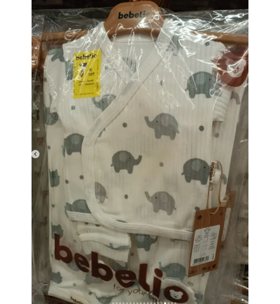 BEBELİO BATTANİYELİ 7Lİ ORGANİK FİTİLLİ PENYE KUMAŞ HASTANE ÇIKIŞI ÇEŞİTLERİ / GRİ FİL DESEN
