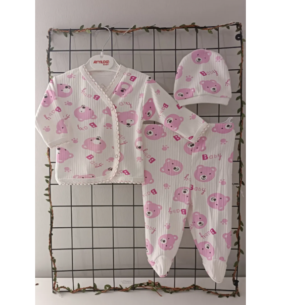 Süper kampanyalı üç parça zıbın takımı çeşitleri / PEMBE AYICIK KAFALAR