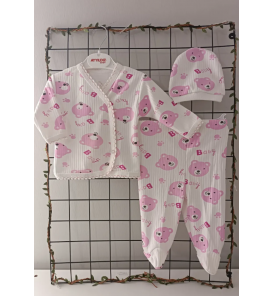 Süper kampanyalı üç parça zıbın takımı çeşitleri / PEMBE AYICIK KAFALAR