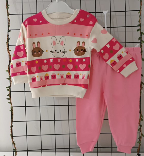 BEBECOCUKREYONU KAMPANYALI TAKIMLAR SERİSİ BEBE TAKIM / PEMBE KALPLİ TAVŞAN