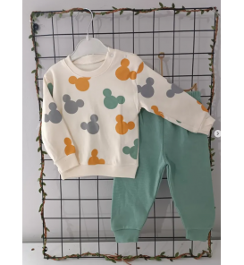 BEBECOCUKREYONU KAMPANYALI TAKIMLAR SERİSİ BEBE TAKIM / RENKLİ MİCKEY KAFALAR YEŞİL