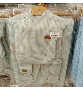 Tamamen pamuklu organik petek doku battaniyeli yedili hastane çıkışı / YEŞİL