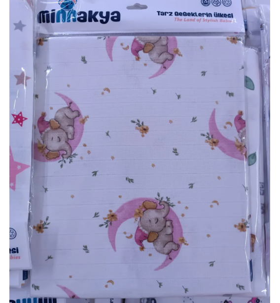 80*90 CM TEK KAT MÜSLİN KUNDAK ÇEŞİTLERİ / PEMDE AYDA FİL DESEN