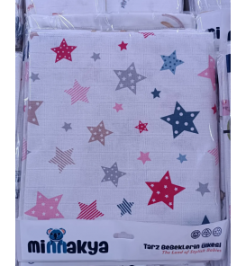 80*90 CM TEK KAT MÜSLİN KUNDAK ÇEŞİTLERİ / RENKLİ YILDIZLAR