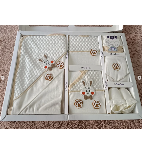 CONCON PONÇİK PENYE KUMAŞ 10 PARÇA HASTANE ÇIKIŞ SETİ ÇEŞİTLERİ / HAVUÇLU TAVŞAN / RENK SEÇİNİZ