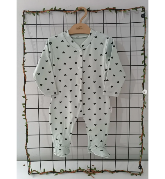 KAMPANYALI PENYE KUMAŞ YUMUŞACIK ÖNDEN ÇITÇITLI BEBE TULUM ÇEŞİTLERİ/ YEŞİL ZEMİN KALPLİ