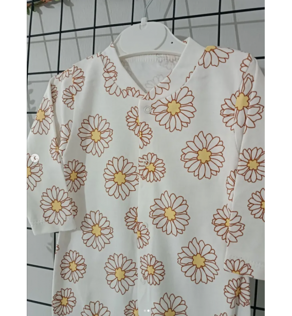 KAMPANYALI PENYE KUMAŞ YUMUŞACIK ÖNDEN ÇITÇITLI BEBE TULUM ÇEŞİTLERİ / BEYAZ ZEMİN PAPATYALI