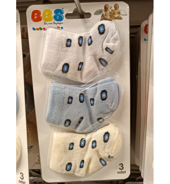 BBS 0-6 AY KAMPANYALI BEBE ÇORAP ÇEŞİTLERİ / MAVİ BENEKLİ