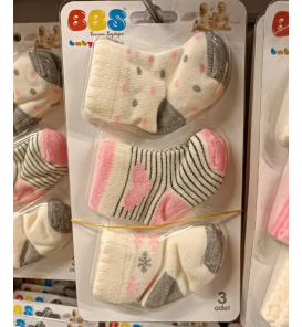 BBS 0-6 AY KAMPANYALI BEBE ÇORAP ÇEŞİTLERİ / PEMBE ÇİZGİLİ KALPLİ