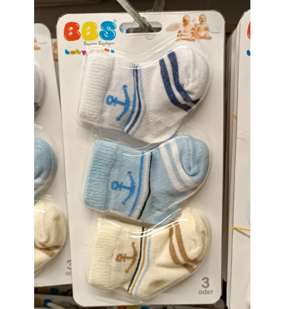 BBS 0-6 AY KAMPANYALI BEBE ÇORAP ÇEŞİTLERİ / DENİZCİ ÇAPA DESEN
