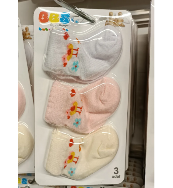 BBS 0-6 AY KAMPANYALI BEBE ÇORAP ÇEŞİTLERİ / CİVCİVLİ PEMBE