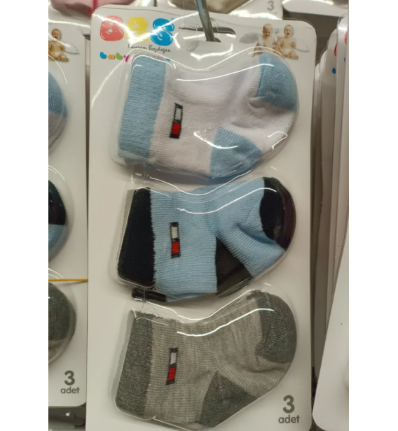 BBS 0-6 AY KAMPANYALI BEBE ÇORAP ÇEŞİTLERİ / MAVİ ARMA DESEN