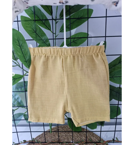 MİNİMUNDO FULL MÜSLİN ÇİFTLİK TEMALI ŞORTLU TAKIM / HARDAL SARISI
