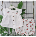MİNİMUNDO FULL MÜSLİN KİRAZLI ŞORTLU KIZ TAKIM / BEYAZ