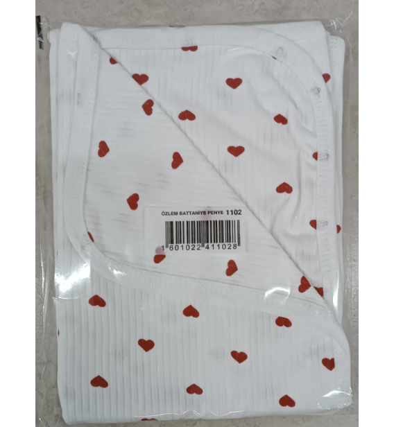 Özlem bebe çift katlı desenli penye kundak( MİNİ KALP DESEN) 90*90 cm yumuşak gramajli pamuklu kumaş