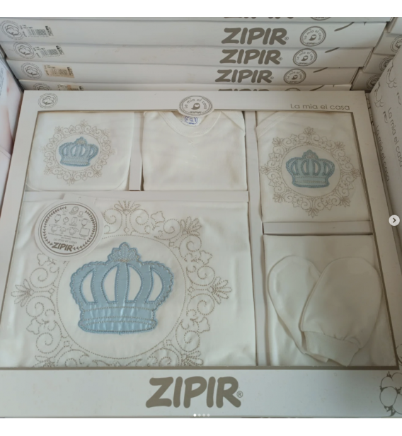 ZIPIR BABY PAMUKLU 10LU KUTULU HASTANE ÇIKIŞI ÇEŞİTLERİ / TAÇLI RENK SEÇİNİZ