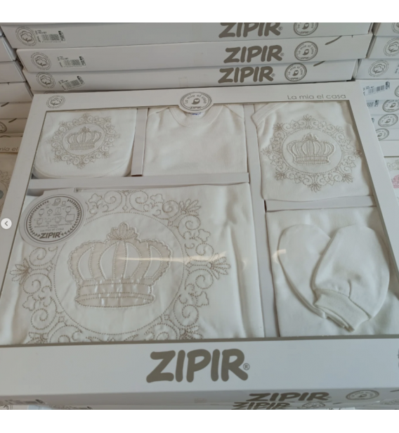 ZIPIR BABY PAMUKLU 10LU KUTULU HASTANE ÇIKIŞI ÇEŞİTLERİ / TAÇLI RENK SEÇİNİZ