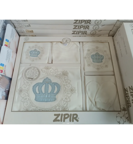 ZIPIR BABY PAMUKLU 10LU KUTULU HASTANE ÇIKIŞI ÇEŞİTLERİ / TAÇLI RENK SEÇİNİZ