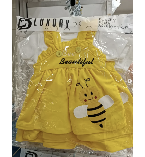 LUXURY ARILI PENYE BLUZLU BEBE ELBİSE / SARI
