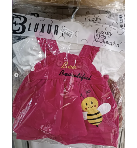 LUXURY ARILI PENYE BLUZLU BEBE ELBİSE / FUŞYA