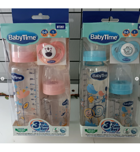 BABY TİME 3LÜ CAM BİBERON SET