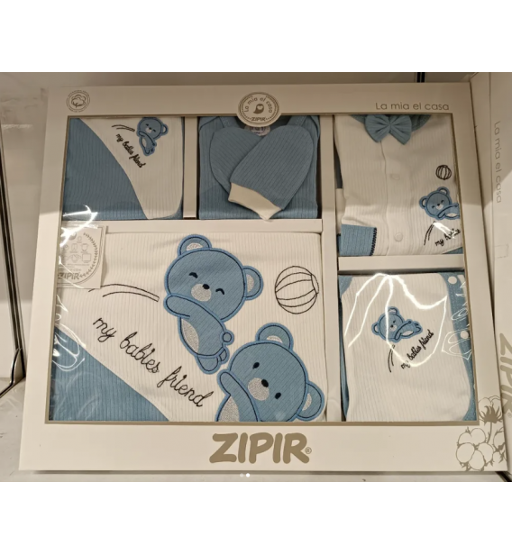 ZIPIR BABY İKİZ PANDALAR 1OLU KUTULU PENYE HASTANE ÇIKIŞI / MAVİ
