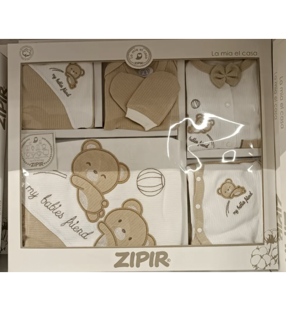 ZIPIR BABY İKİZ PANDALAR 1OLU KUTULU PENYE HASTANE ÇIKIŞI / KAHVERENGİ