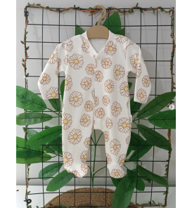 KAMPANYALI PENYE KUMAŞ YUMUŞACIK ÖNDEN ÇITÇITLI BEBE TULUM ÇEŞİTLERİ / BEYAZ ZEMİN PAPATYALI