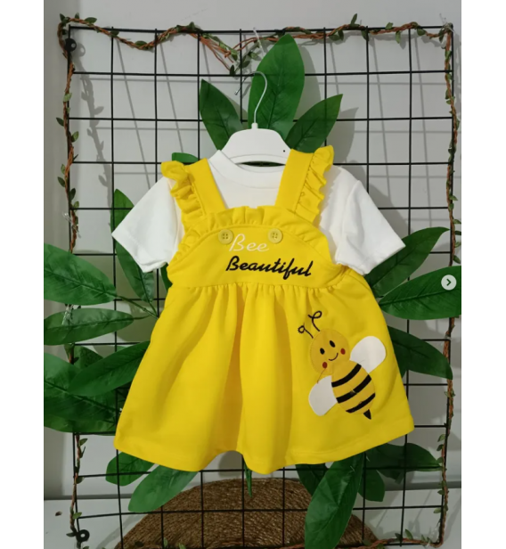 LUXURY ARILI PENYE BLUZLU BEBE ELBİSE / SARI