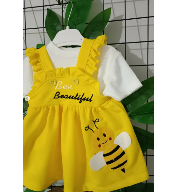 LUXURY ARILI PENYE BLUZLU BEBE ELBİSE / SARI