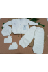 MODİFY 6 ay için 4 parça triko bebe set / MAVİ ZEMİN