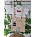 TREND CEVİZ PAPYONLU KEDİCİK PENYE BLUZLU KISA SLOPET / BEJ
