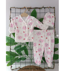 Süper kampanyalı üç parça zıbın takımı çeşitleri / PEMBE AYICIK KAFALAR