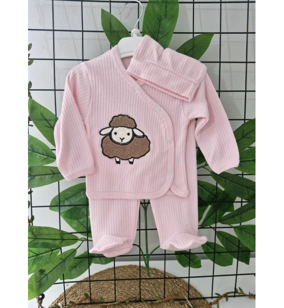 KAMPANYALI KABARTMA KUZU FİTİLLİ PENYE KUMAŞ ÜÇLÜ ZIBIN TAKIMI / PEMBE