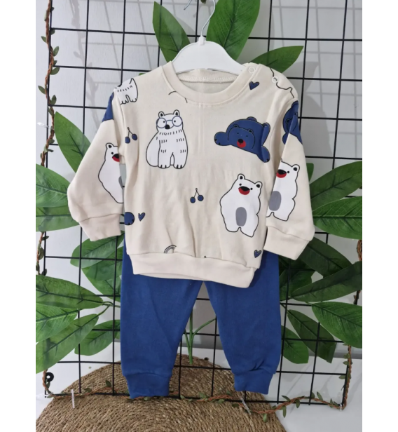 BEBECOCUKREYONU KAMPANYALI TAKIMLAR SERİSİ BEBE TAKIM / GÖZLÜKLÜ AYI LACİVERT