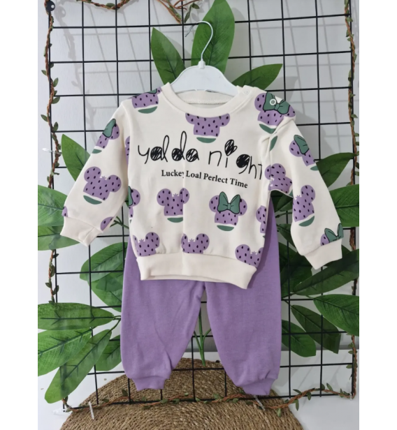 BEBECOCUKREYONU KAMPANYALI TAKIMLAR SERİSİ BEBE TAKIM / MOR MİCKEY KAFA NİGHT