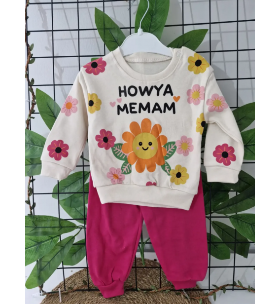 BEBECOCUKREYONU KAMPANYALI TAKIMLAR SERİSİ BEBE TAKIM / PAPATYA TEMALI FUŞYA