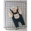 GÖZDE FİTİLLİ PENYE BLUZLU WAFFLE KUMAŞ BEBE SLOPET / AYI KAFA LACİVERT