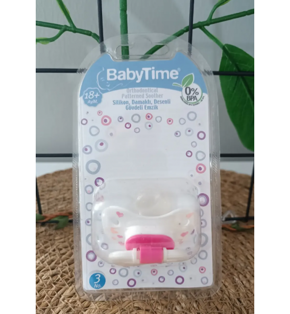 BABY TİME 3 NO (18+) SİLİKON DAMAKLI BEBE EMZİK / pembe kalpli
