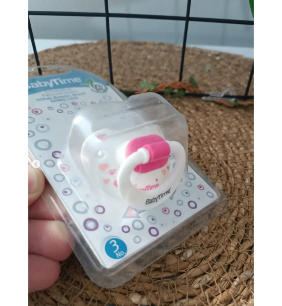 BABY TİME 3 NO (18+) SİLİKON DAMAKLI BEBE EMZİK / pembe kalpli