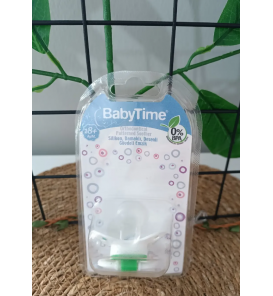 BABY TİME 3 NO (18+) SİLİKON DAMAKLI BEBE EMZİK / yeşil papatyalı